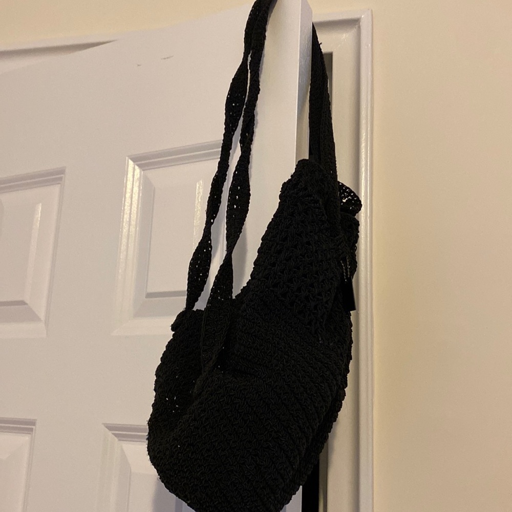 Knitted crochet backpack bag